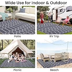 Smiry Outdoor Rug 8x10 ft, Waterproof Reversible