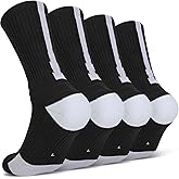 Finerview Men Basketball Socks, 4 Pack Cushion Performance Crew Athletic Socks for Adult & Youth Kids