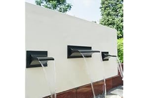 PONDO 8 Inch 316 Stainless Steel Eagle Sheer Waterfall Spillway, Koi Pond Waterfalls Fountains Kit Ideal for Garden, Poolside, Patios—Suitable for Marine, Chloride Environments (Black Powder Coating)