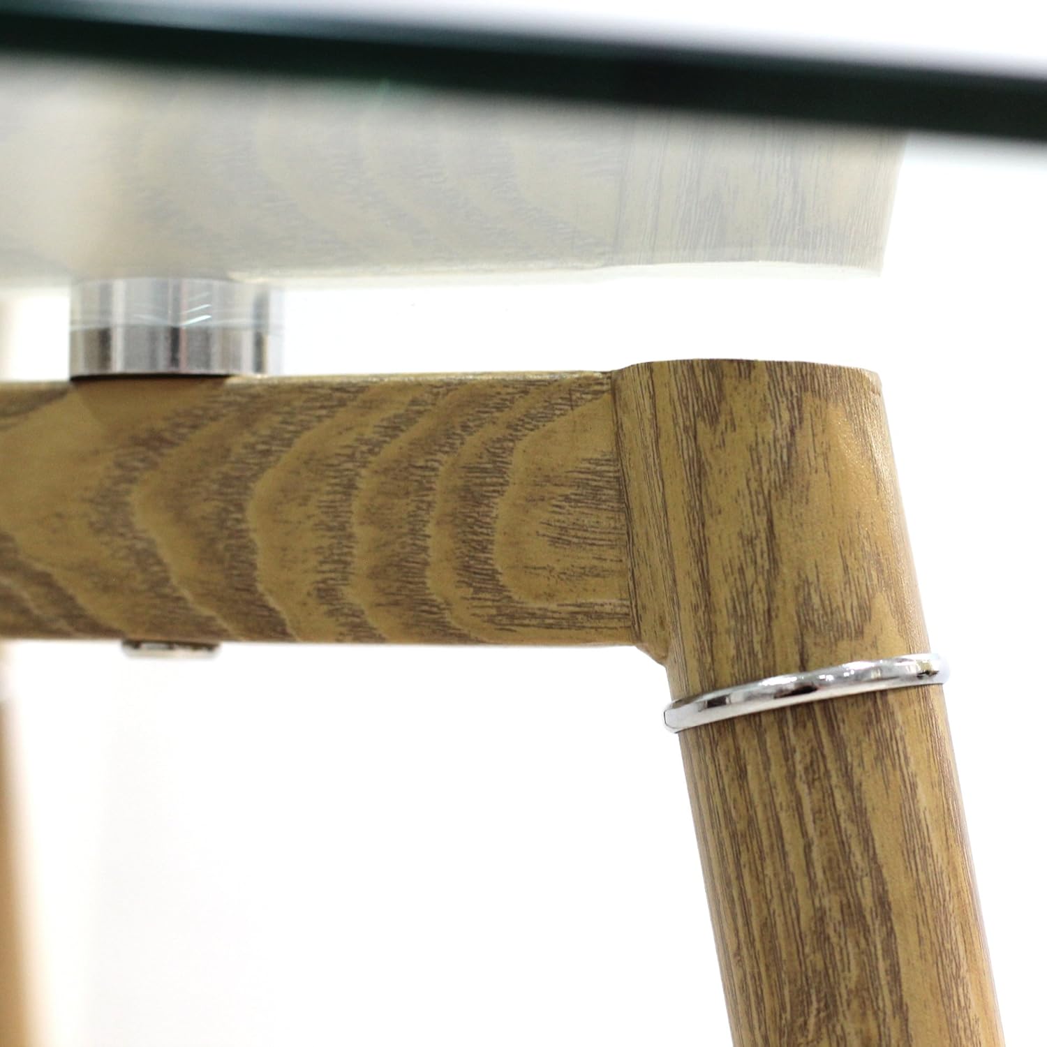 IDS Online Mid Century Glass Dining Table With Foot Pad, Office Desk, Size 51.18" X 31.50" X 29.53", Wooden Skin - Tables