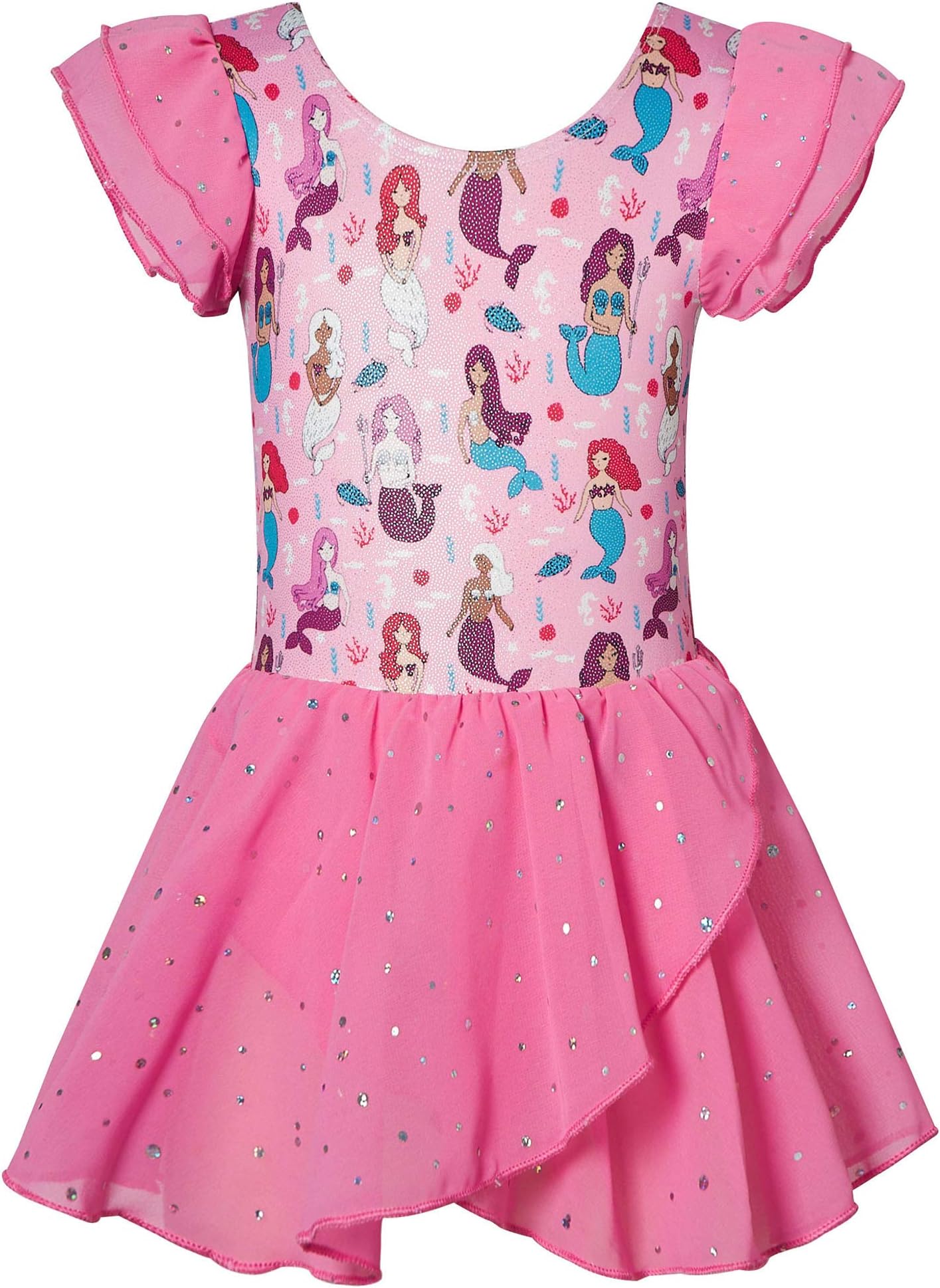 BFUSTYLE Girls Ruffle Sleeve Ballet Leotards Tutu skirted Biketards 3-11 Years