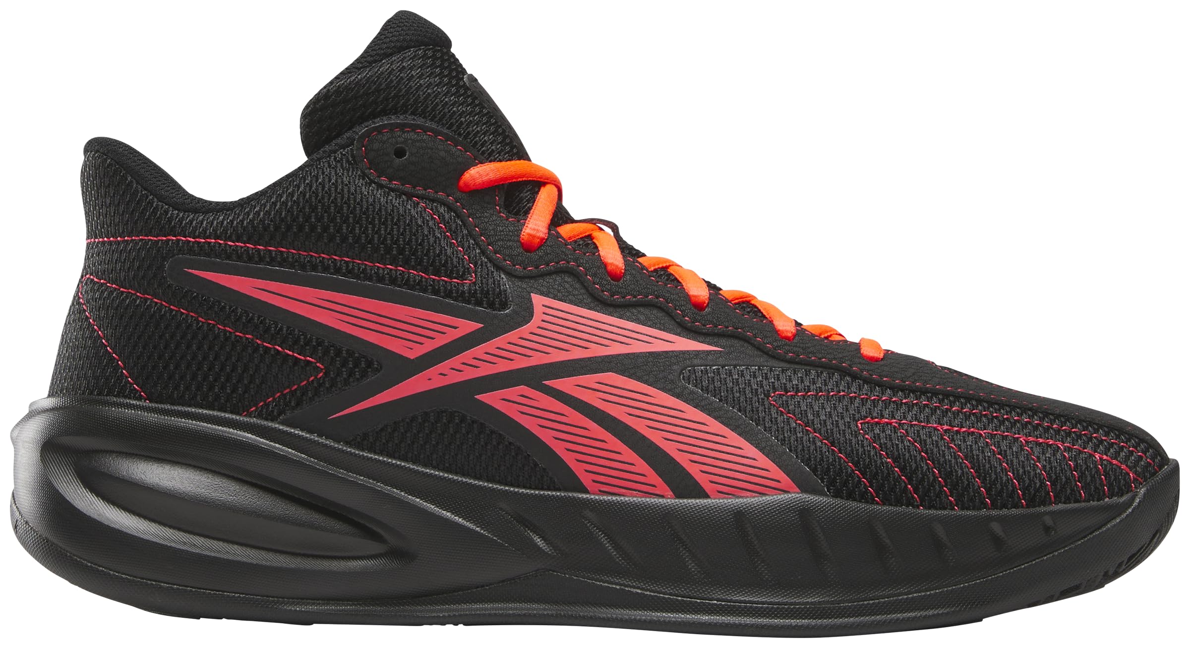 Reebok Unisex Adult Press Performance Basketball Shoe, Core Black/Neon Cherry/Core Black4.5/Women 6