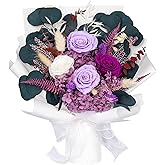 Bonsion Preserved Flowers Gifts for Women, Flower for Delivery, Purple Roses Gifts fo Her, Preserved Roses Bouquets, Birthday Gifts for Grandma, Mothers Day Flowers for Wife
