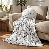 Remagr 2 Pcs Winter Valentine's Day Gifts Ball Blanket & Pillow Set - 50 x 60 Inch Flannel Throw with 14 Inch Plush Pillow, Cozy Sports Themed Blanket Winter Gift for Ball Lovers (Volleyball)