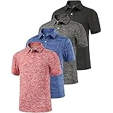 Ullnoy Boys Short Sleeve Polo Shirt Moisture Wicking Golf Shirt Kids School Camp Uniform Shirts Boys 4 Pack