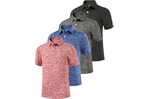 Ullnoy 4 Pack Boys Short Sleeve Polo Shirt Dry fit Golf Shirts for Kids Moisture Wicking Golf Shirt School Camp Uniform Shirt