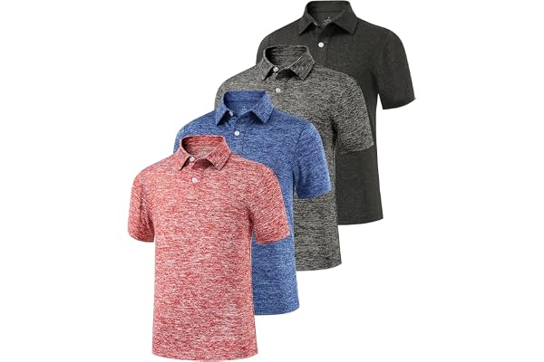 Ullnoy Boys Polo Shirt Size 6-16 Short Sleeve Collared Golf Shirt for Youth | Dry Fit,Lightweight,4 Pack Boys Polo Shirt,Mois