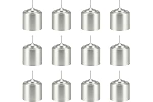 Mega Candles 12 pcs Unscented Silver Votive Candle, Hand Poured Wax Candles 10 Hours 1.38 Inch x 1.5 Inch, Home Décor, Wedding Receptions, Baby Showers, Birthdays, Celebrations, Party Favors & More
