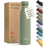 LARS NYS&Oslash;M Stainless Steel Insulated Water Bottle 17oz Metal Water Bottles | 12h Hot 24h Cold Leakproof Slim Water Bottle - Travel Thermo Flask Keeps Drinks Hot &amp; Cold - Insulated Drinking Water Bottles