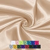 P Pothuiny 55 Inch Wide Beige Satin Fabric by The Yard, 1 Yard | Silky Charmeuse Satin Fabric for Bridal Wedding Dress Decor DIY Apparel Crafts
