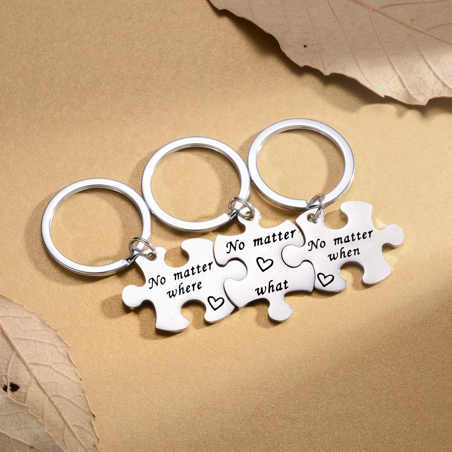 Waeceip 3PCs Best Friend Keychain Long Distance Friendship Gift No Matter Where What When Puzzle Keychain Keyring For Sister Graduation Gifts (No Matter Where What When) - Image 3