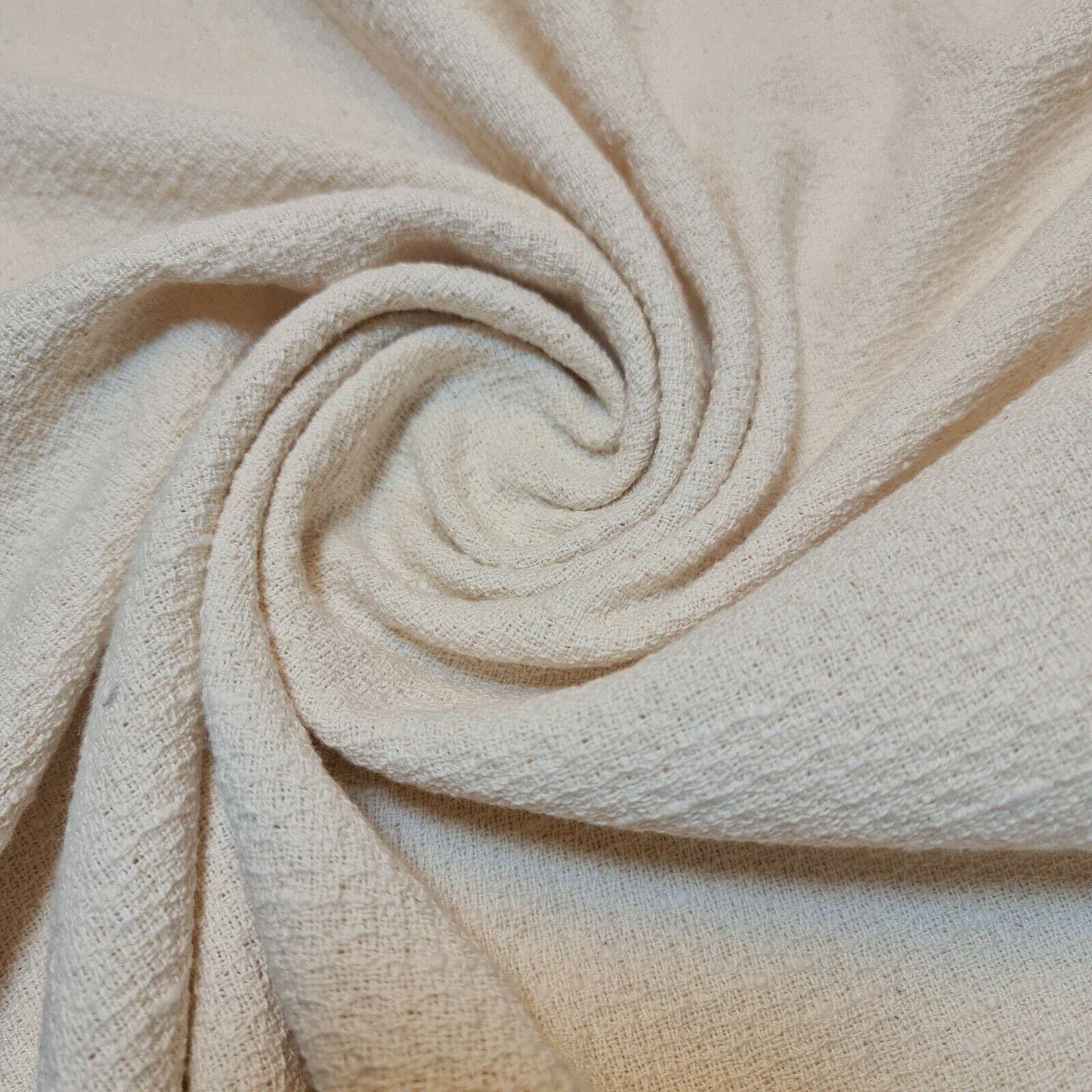 Premium Wool Blend Dog Tooth Jacketing Dress Craft Fabric Material 58" (Pre Cut 1 Meter) (Cream)