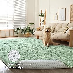 DweIke Fluffy Sage Green Rugs for Bedroom Living