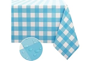 Obstal 100% Waterproof PVC Table Cloth, Oil-Proof Spill-Proof Vinyl Rectangle Tablecloth, Wipeable Table Cover for Outdoor and Indoor Use,Light Blue,54 x 54 Inch