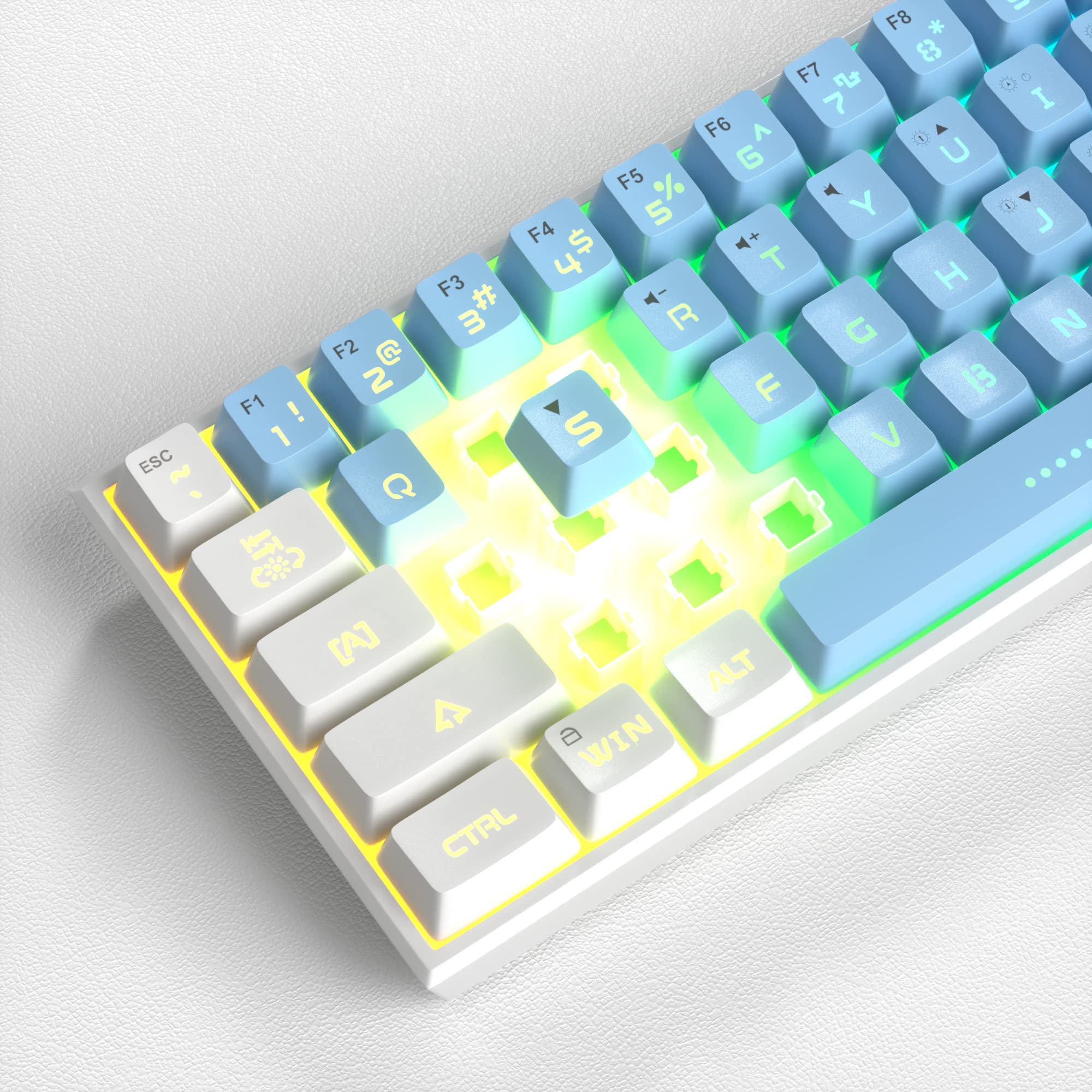 MageGee Mini 60% Gaming Keyboard, RGB Backlit 61 Key Ultra-Compact Keyboard, TS91 Ergonomic Waterproof Mechanical Feeling Office Computer Keyboard for PC, MAC, PS4, Xbox ONE Gamer(White Blue)…