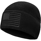 RUCD American Flag Fleece Watch Cap, Winter Warm Fleece Beanie, USA Army Military Tactical Beanie Hat
