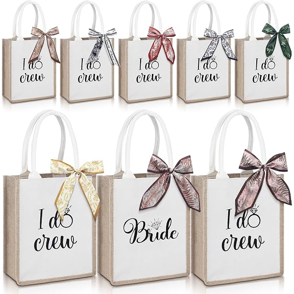 Locmeo Sac De Plage De Mariage En Toile De Jute Avec Fenêtre PVC – Lot De 8 Pour Enterrement De Vie De Jeune Fille