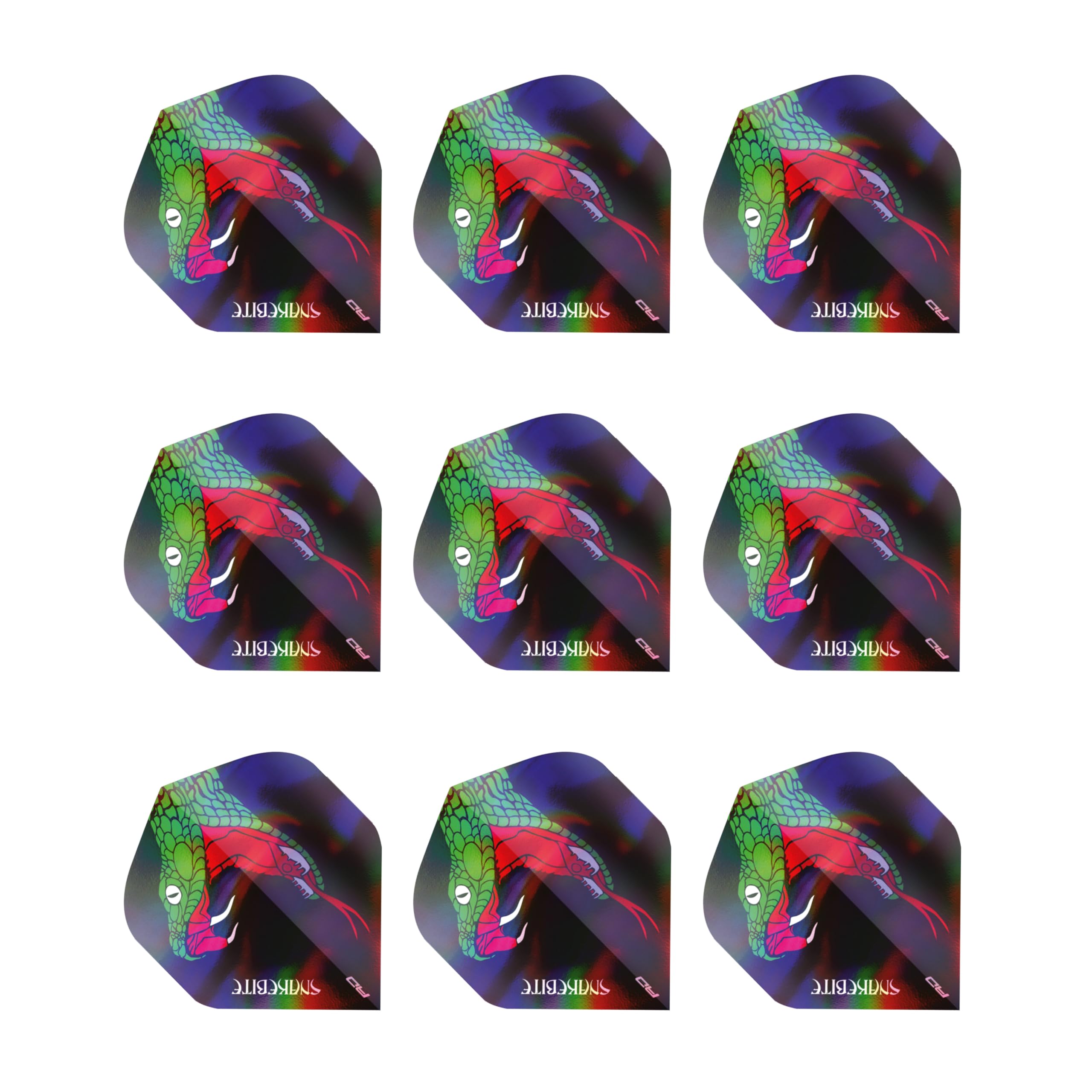 RED DRAGON Peter Wright Snakebite Holographic Dart Flights - 3 sets per pack (9 flights in total)