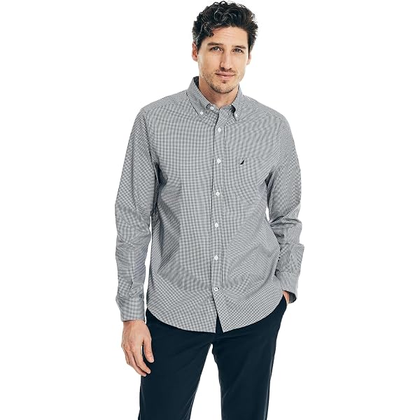 Slim Fit Dress Shirt Men Nautica Men's Slim Fit Plaid Dress Shirt - Long  Sleeve, Wrinkle-Free, 4-Way Stretch & Moisture Wicking Poncho Men