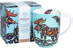 Oscardo Mug Featuring Indigenous Art - Moose by Chipewyan Dene Artist John Rombough – 485 ml Fine Porcelain Broad Shape Coffe