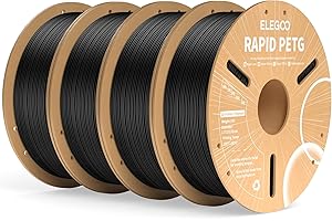 ELEGOO Filamento PETG Rápido 1,75 mm 4KG Negro, PETG de Alta Velocidad 30-600 mm/s para Impresora 3D, Precisión Dimensional +/- 0,02 mm, Carrete Filamento 3D, para Mayoría Impresoras 3D