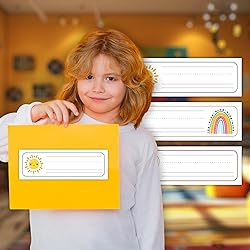 30 Name Tags for Classroom Cubbies, 3x9 in Rainbow