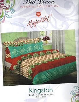 MAFATLAL Cotton Bedsheet Double with 2 Pillow Covers - King Size, Blue, Red (Beautiful bedsheet with so Attractive Color add Beauty to Your Room)