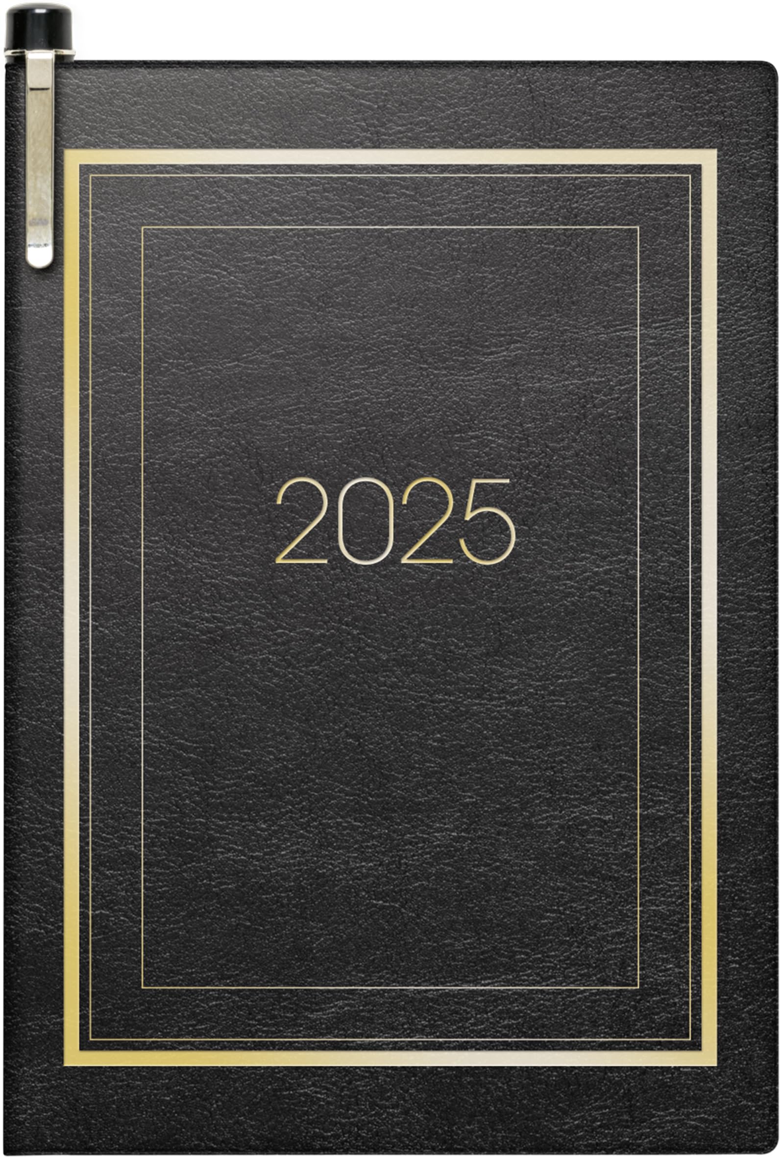 BRUNNEN Pocket Diary Model 713 (2025), 2 Pages = 1 Week, A7, 160 Pages, Soft Cover with Decorative Gold Edge, Black