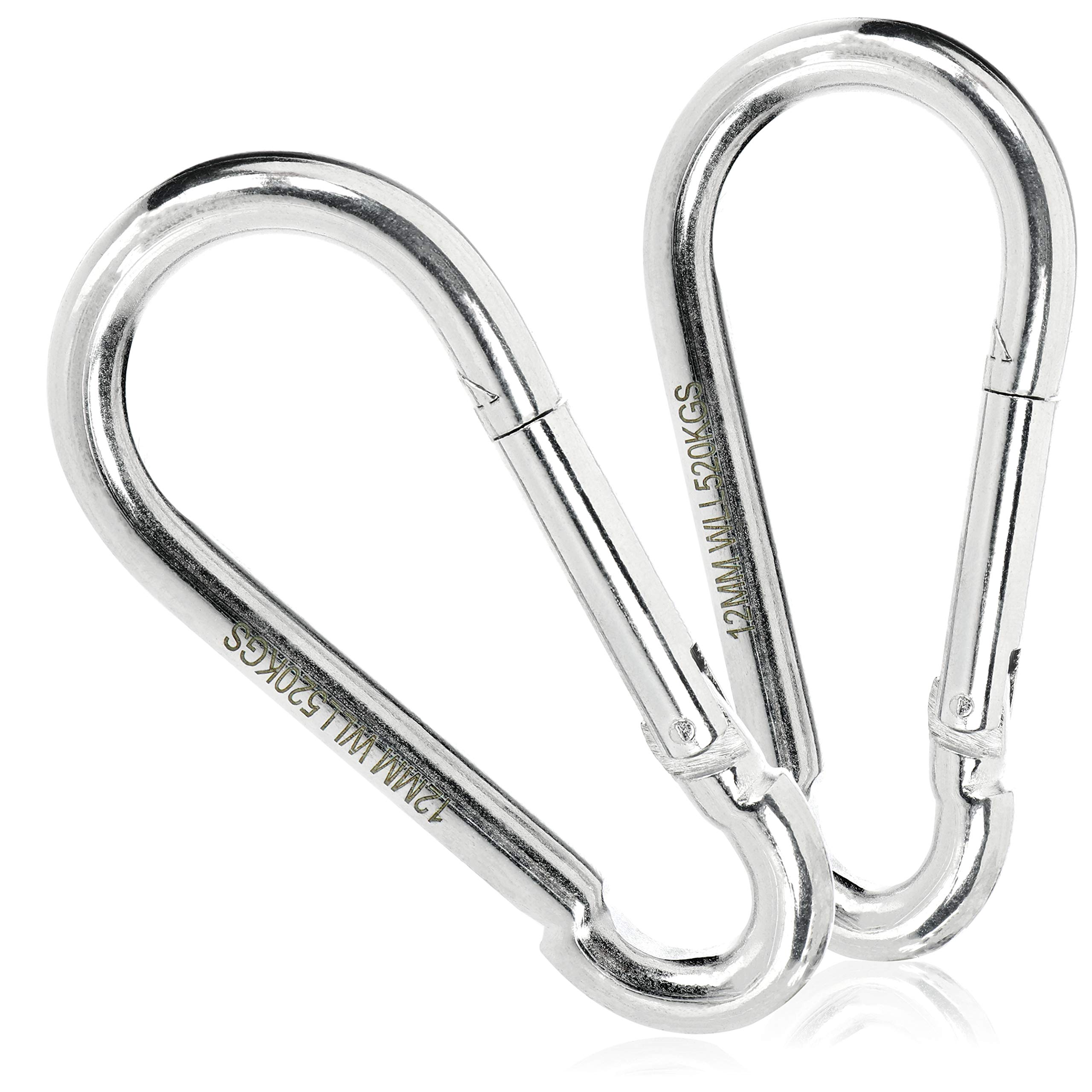 com-four® 2X snap Hooks - Steel snap Hooks with 520 kg Load Capacity - for Awning, Floating Grill, Punching Bag and Much More