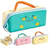 VTYFRY Cute Kawaii Pencil Case Pouch with Handle Cartoon Animal Large Capacity Pen Box Holder Organizer for Office Workspace Supplies Desk Accessories Travel Essentials Trendy Gift (Green Dinosaur)