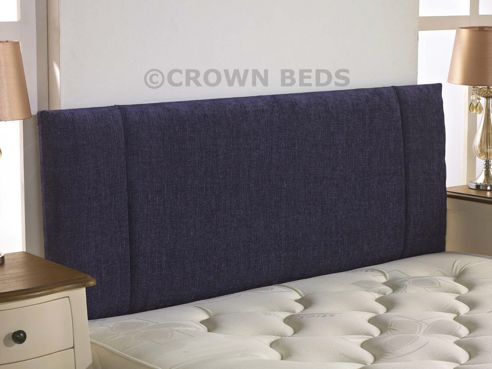 CROWNBEDSUK QUALITY PORTOBELLO CHENILLE HEADBOARD 2ft6,3ft,4ft,4ft6,5ft,6ft (6FT SUPER KINGSIZE, Purple)
