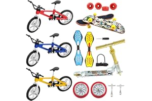 HLAILL Mini Finger Toys Set ,18 Pcs Fingerboard Skateboards Bikes Ripstik Scooter Tiny Swing Board Deck Fingertip Movement Bike Party Favors for Kids as Gifts Replacement Wheels and Tools