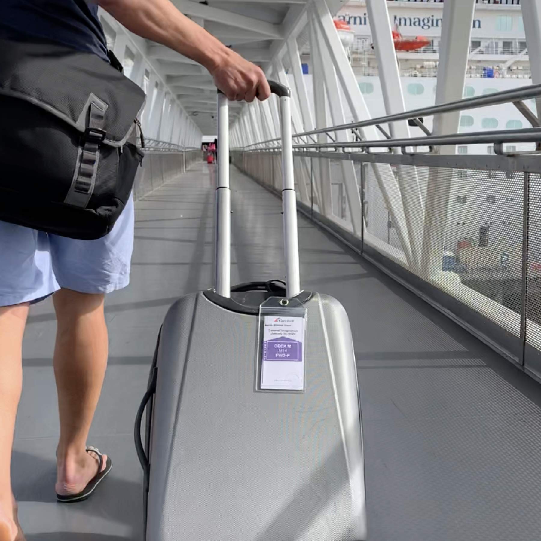 Cruise On Cruise Luggage Tag Holde [4 Pack] - Fits All Carnival & Seabourn Ships & Tags - Cruise Essentials 2025 & 2026 - Waterproof & Clear Luggage Tags