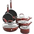 Kenmore Andover Nonstick Platinum Forged Aluminum Cookware Set, 10-Piece, Red Gradient