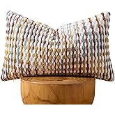 AmHoo Boho Chenille Pillow Cover Decorative Tufted Pillowcase for Couch Bed Sofa Bedroom Living Room Modern 12 x 20-Inch Brown