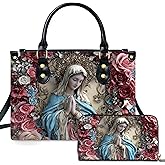 Virgin Mary Leather Handbag Matching Wallet – Christian Tote for Women, Catholic Mother Mary Purse Religious Gift