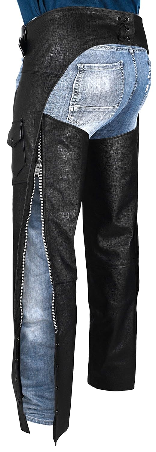 Protective Gear Waist 34 HWK Motorcycle Leather Chaps Pants Biker
