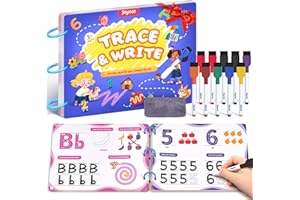 JoyCat Preschool Learning Activities 48 Reusable Pages, Handwriting Practice for Kids Toddlers, Tracing Letter Number Workbooks, Educational Autism Busy Book, Learning Gift Toys for 3 4 5 Year Olds