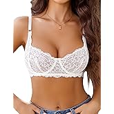Avidlove Women's Lace Underwire Bra Sexy Mesh Balconette Unlined Everyday Bra Lingerie
