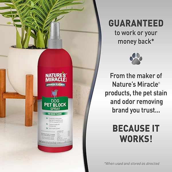 NATURE’S MIRACLE ADVANCED PLATINUM DOG PET BLOCK REPELLENT SPRAY 16 FL OZ (PACK OF 1)