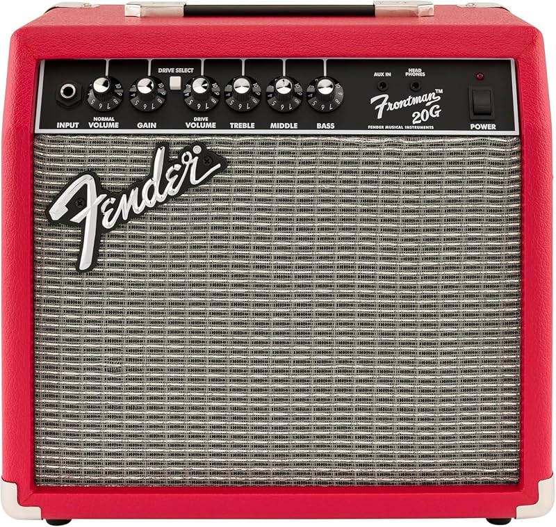 Fender Frontman 20G 20W Guitar Amp Red 8" Speaker 1/8” AUX Headphones
