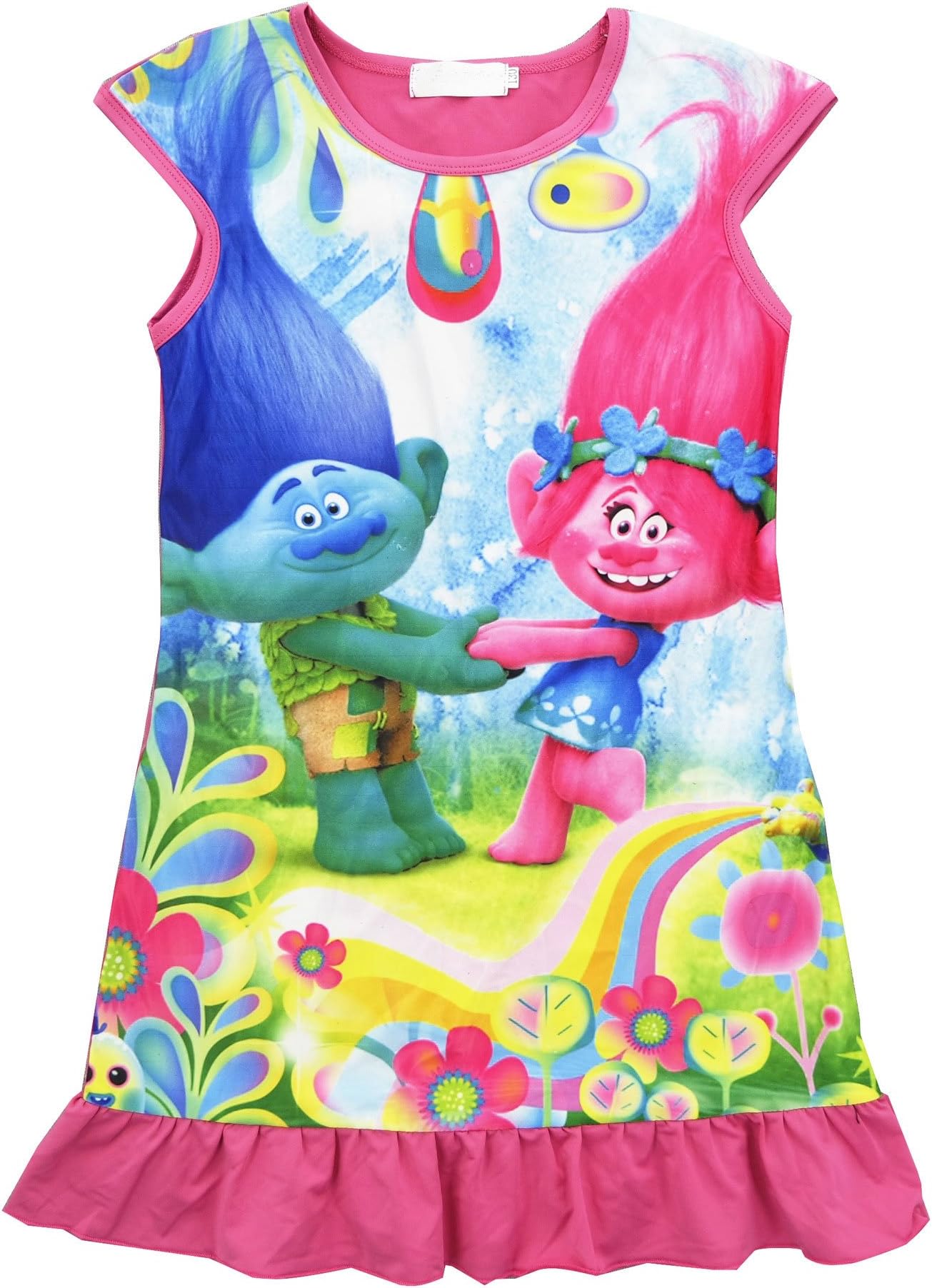 ZHBNN Trolls Comfy Loose Fit Pajamas Girls Printed Princess Dress