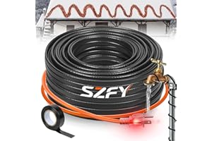 SZFY 3FT Heat Tape for Water Pipes, -40°F Deicing Cable,Pipe Heating Cables for Roof,Gutter，Farm，Freeze Protetion Heat Trace Cable, Heated Water Hose,Plumbing Fixtures,120V 5W/FT