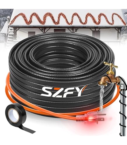 160FT Heat Tape For Water Pipes – Self-Regulating De-Icing Cable, 120V 8W/ft, Roof Snow Prevention & Pipe Freeze Protection, With Mounting Buckles