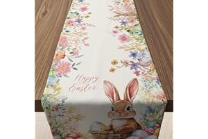 1-Piece Rabbit Egg Pattern Table mat, Easter Home Decor Table mat, Indoor/Outdoor Party Supplies, Room Decoration. Suitable f