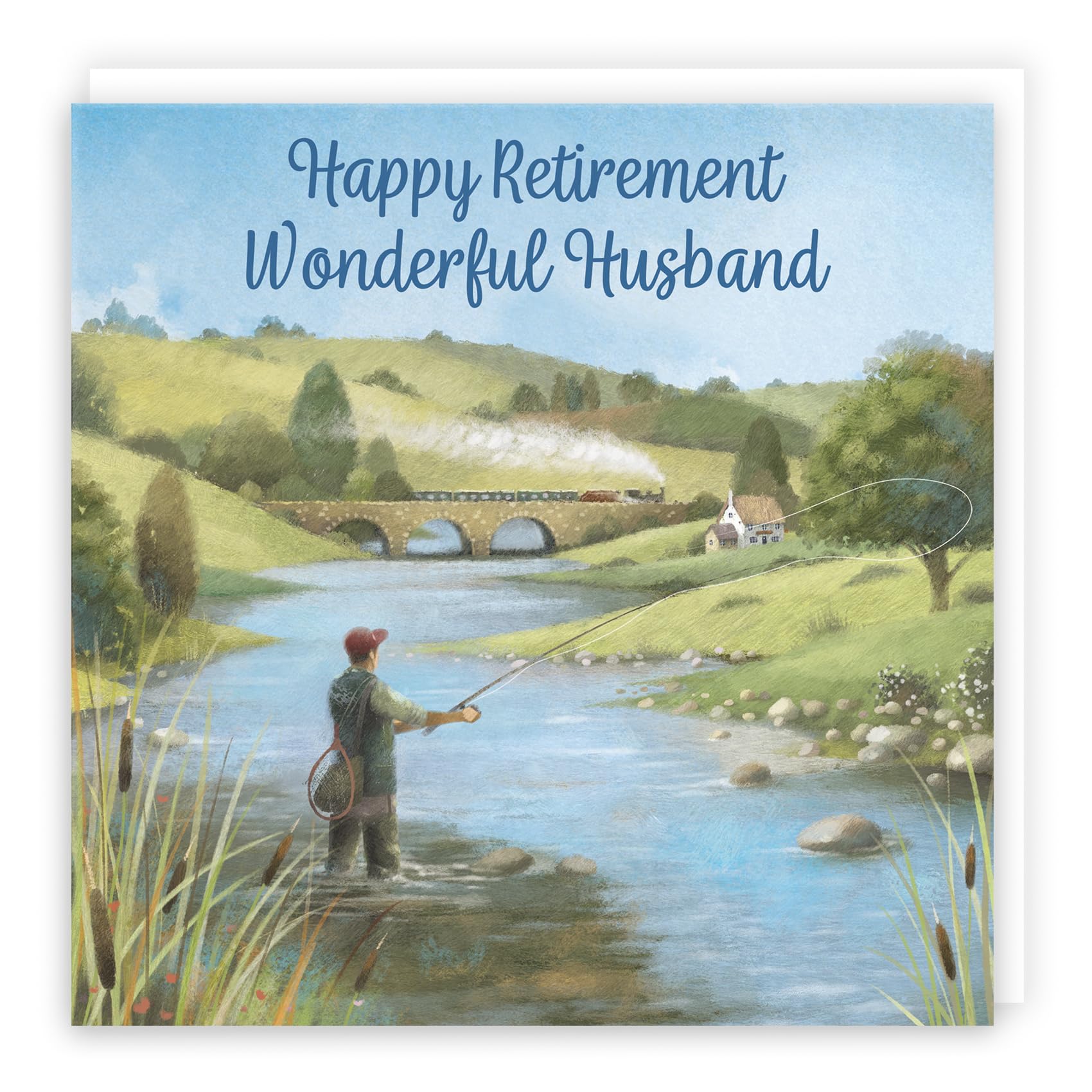 Hunts England - Fly Fishing Fun Retirement Card For Husband - Milo's Gallery - Sport Husband Retirement Card - Retiring Card For Fly Fishing Fan Husband