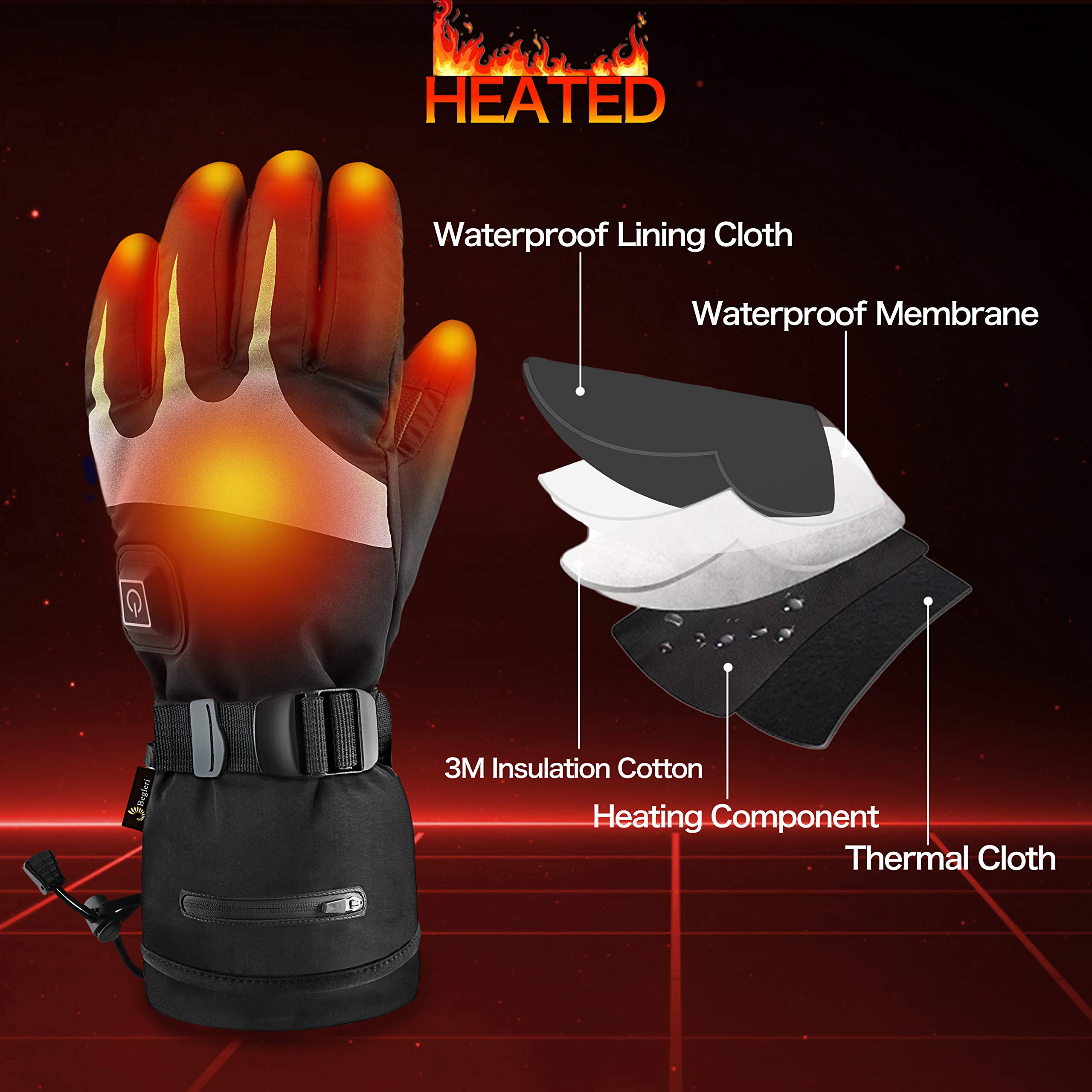 Heated gloves for Men Women,Electric heated gloves|Heated motorcycle gloves| Heated Ski Gloves