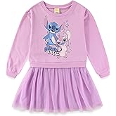 Disney Lilo and Stitch Angel Girls Long Sleeve Tulle Dress for Little Kids to Big Kids