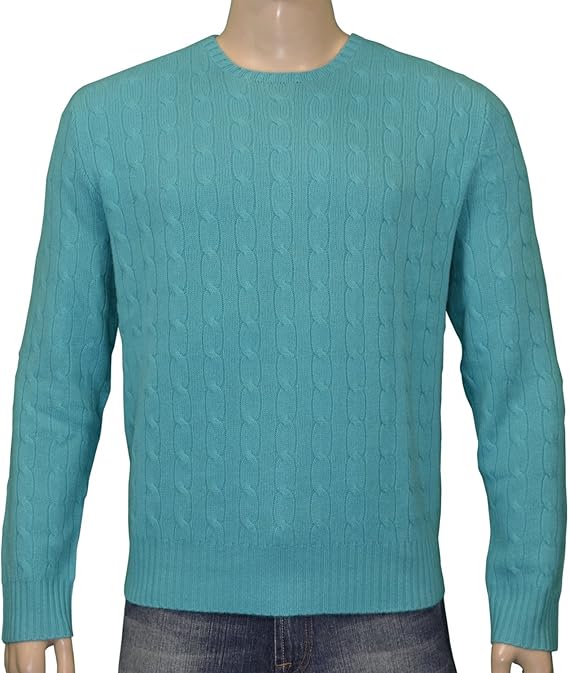 Polo Ralph Lauren Men's Cashmere Cable Knit Sweater Teal at Amazon Men