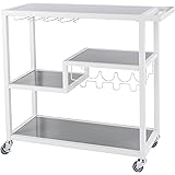 Holly & Martin Zephs Bar Cart, Smoky Gray Finish with White Tempered Glass